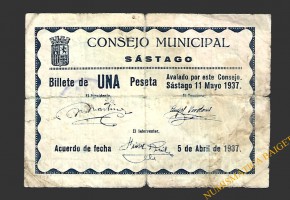 SÁSTAGO (Zaragoza), 1 peseta, 11 de mayo de 1937