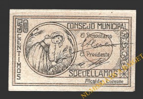SOCUÉLLAMOS (Ciudad Real), 50 céntimos, 1937