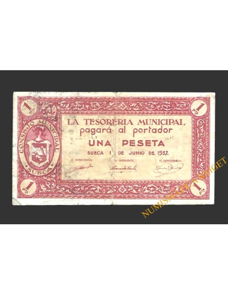 SUECA (Valencia), 1 peseta, 1 de junio de 1937