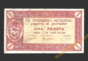 SUECA (Valencia), 1 peseta, 1 de junio de 1937