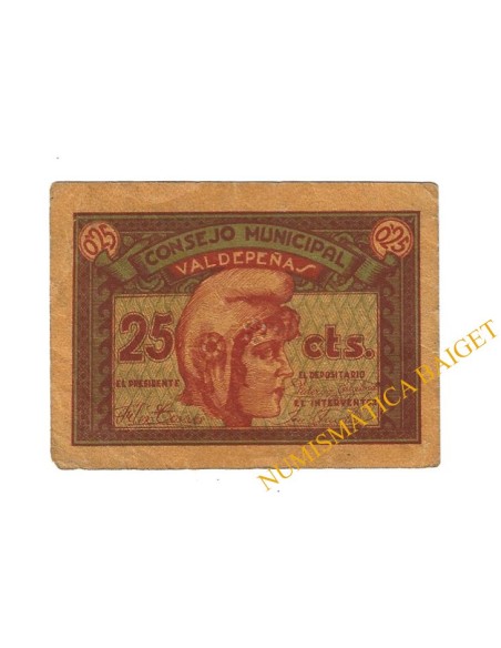 VALDEPEÑAS (Ciudad Real) 25 céntimos 1937