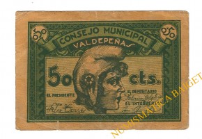 VALDEPEÑAS (Ciudad Real) 50 céntimos 1937