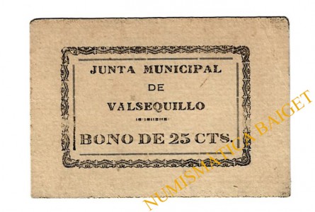 VASEQUILLO (Córdoba) 25 céntimos 1937