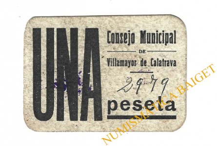 VILLAMAYOR DE CALATRAVA (Ciudad Real) 1 peseta 1937