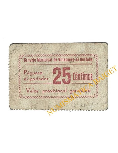 VILLANUEVA DE CÓRDOBA (Córdoba) 25 céntimos 1937