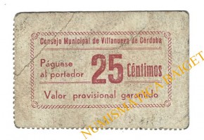 VILLANUEVA DE CÓRDOBA (Córdoba) 25 céntimos 1937