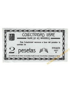 VILLAR DE LOS NAVARROS (Zaragoza) 2 pesetas 1937
