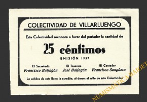 VILLARLUENGO (Teruel) 25 céntimos 1937