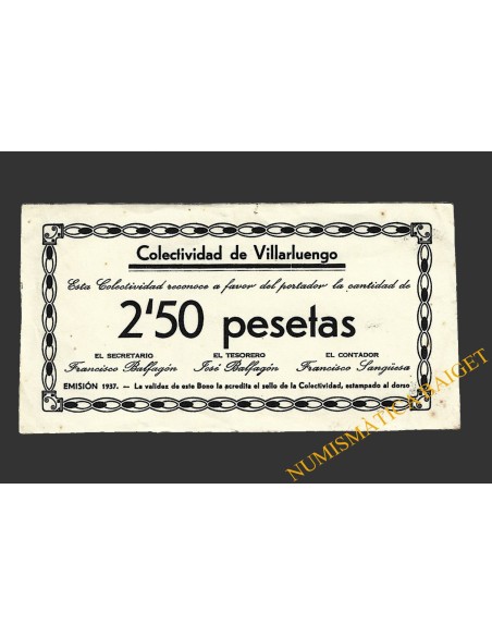 VILLARLUENGO (Teruel) 2'50 pesetas 1937