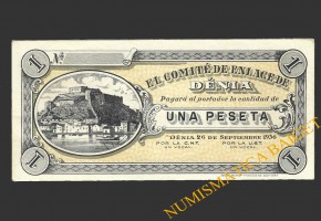 DÉNIA (Alicante) 1 peseta 1937 26 de septiembre de 1936