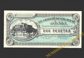 DÉNIA (Alicante) 2 pesetas 1937 26 de septiembre de 1936