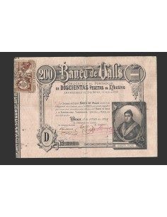 BANCO DE VALLS (TARRAGONA) 200 PESETAS 1892