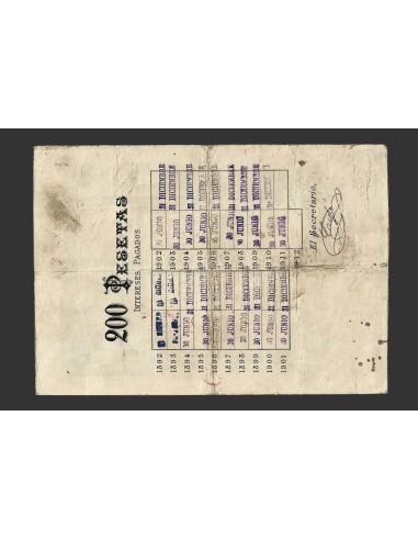 BANCO DE VALLS (TARRAGONA) 200 PESETAS 1892