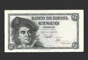 ESTADO ESPAÑOL 5 PESETAS 1948 SERIE J