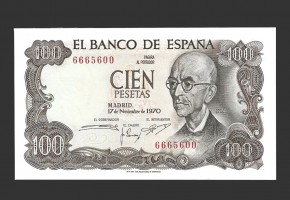 ESTADO ESPAÑOL 100 PESETAS 1970 SIN SERIE