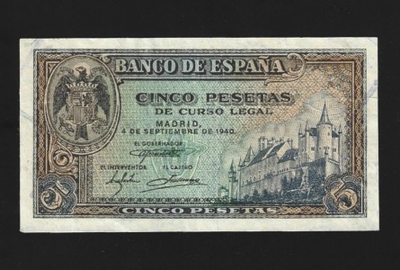 ESTADO ESPAÑOL 5 PESETAS 1940 SERIE C