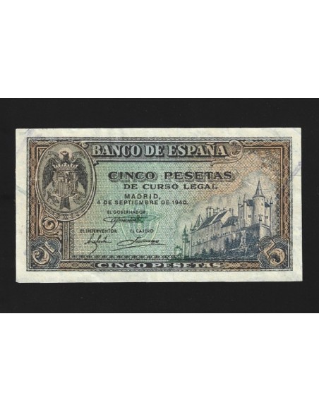 ESTADO ESPAÑOL 5 PESETAS 1940 SERIE C