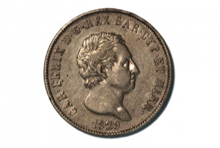 ESTADOS ITALIANOS CERDEÑA  5 LIRE 1829 L