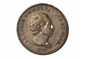 ESTADOS ITALIANOS CERDEÑA  5 LIRE 1829 L