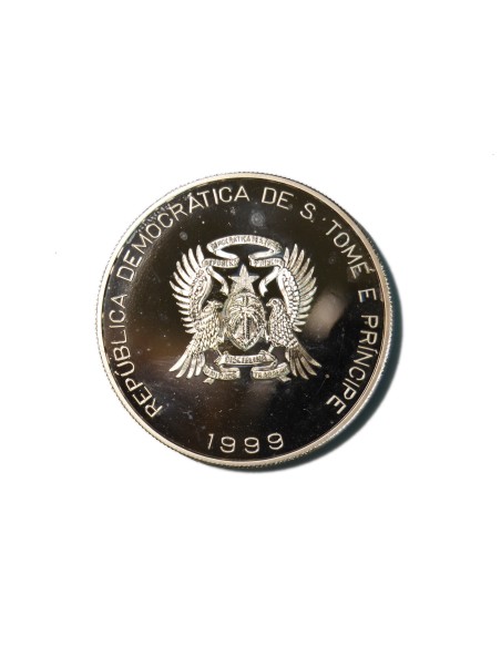 SANTO TOME Y PRINCIPE 2000 DOBRAS 1999 CON 5 PESETAS DE ESPAÑA
