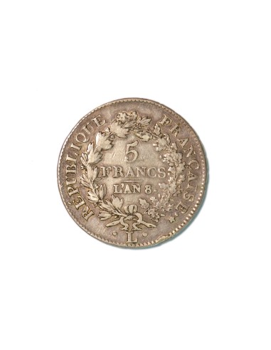 FRANCIA. NAPOLEON PREMIER CONSUL 5 FRANCS L'AN 8 BAYONNE