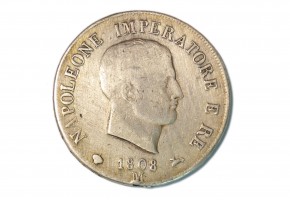 ITALIA. NAPOLEON. 5 LIRE 1808 MILAN 