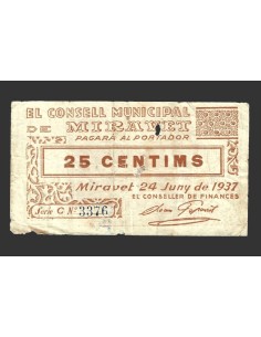MIRAVET (Tarragona), 25 centims, 24 de juny del 1937 