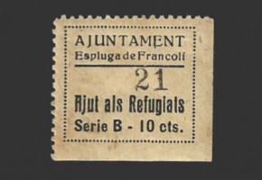Espluga de Francolí (Tarragona), viñeta de 10 céntimos, serie B