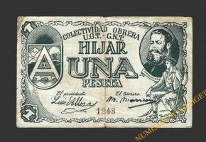 HIJAR (Teruel) 1 peseta, 1937 