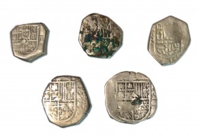 FELIPE II (1556-1598),Lote de 5 monedas de 1 Real de Plata Macuquinas