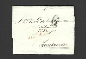Bilbao (Vizcaya) a Santander, 1839. Sobre-Carta