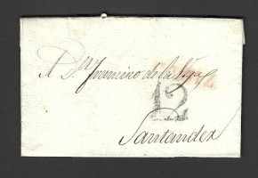 Cádiz a Santander, 1831. Sobre-Carta