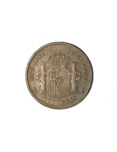 ALFONSO XII, 5 pesetas 1881 * 18-87 MSM Falsa de época en plata 2