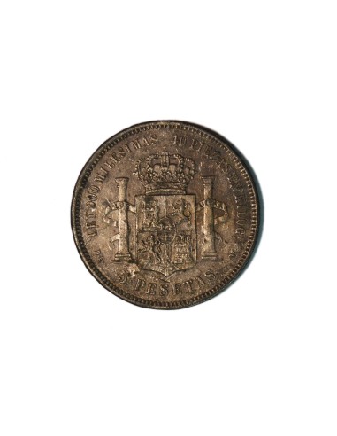 ALFONSO XII, 5 pesetas 1875 DEM Falsa de época en calamina
