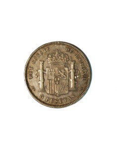 ALFONSO XII, 5 pesetas 1878 * 18-78 DEM Falsa de época en plata 2