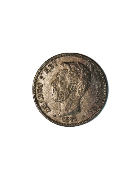 AMADEO I, 5 pesetas 1871 SDM Falsa de época en calamina