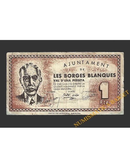 BORGES BLANQUES (Lleida), 1 pesseta, 1937