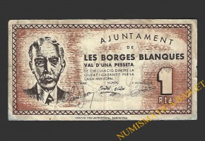 BORGES BLANQUES (Lleida), 1 pesseta, 1937