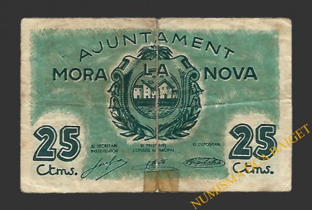 MORA LA NOVA (Tarragona), 25 centims, 2 de juny del 1937 