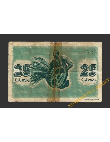 MORA LA NOVA (Tarragona), 25 centims, 2 de juny del 1937 