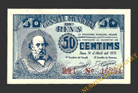 REUS (Tarragona) 50 centims 14 d'abril del 1937 P. Mata