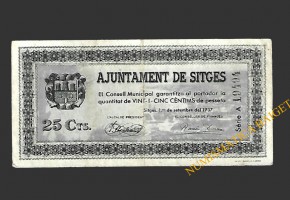 SITGES (Barcelona) 25 cèntims 1 de juny del 1937