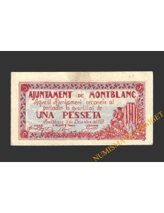 MONTBLANC (Tarragona), 1 pesseta,1 de desembre del 1937 