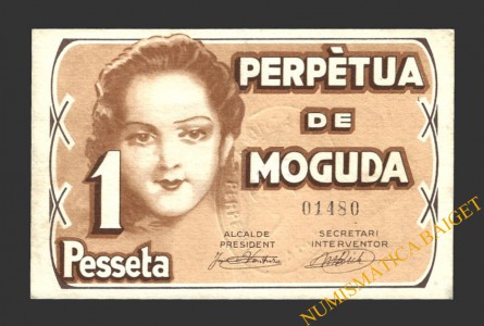 PERPETUA DE MOGUDA (Barcelona), 1 pesseta  2 de maig del1937