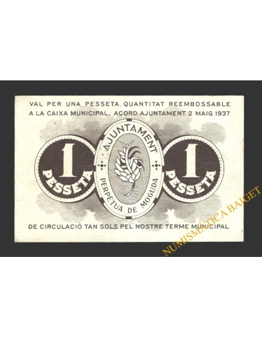 PERPETUA DE MOGUDA (Barcelona), 1 pesseta  2 de maig del1937