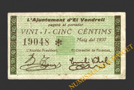 VENDRELL, EL (Tarragona)  25 cèntims, maig del 1937