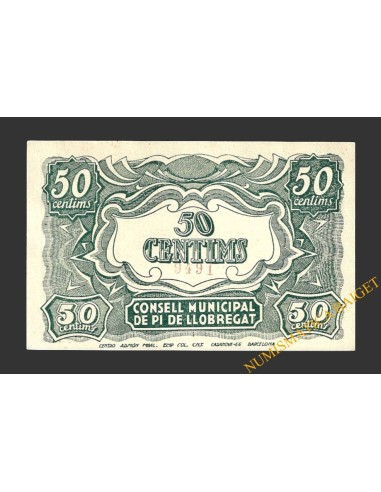 PI DE LLOBREGAT (Barcelona), 50 centimos  19 d'abril del 1937