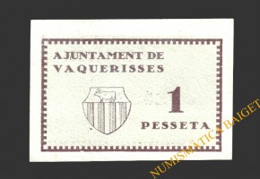 VAQUERISSES (Barcelona) 1 pesseta 1937 