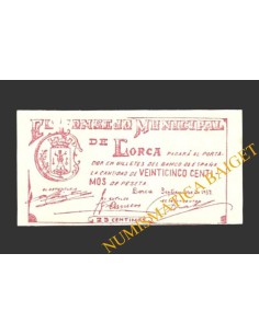 LORCA (Murcia) 25 céntimos, septiembre de 1937