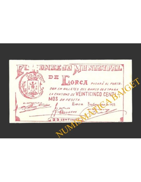 LORCA (Murcia) 25 céntimos, septiembre de 1937
